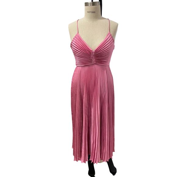 A.L.C. Gemini Pleated Cut Out Midi Dress Chateau Rouge 10 - Picture 2 of 11